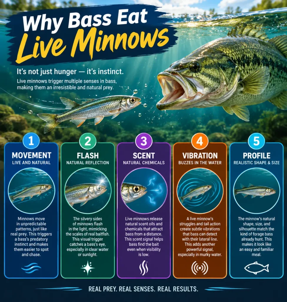 Fishing With Minnows for Bass: Rigs, Sizes & Tips 2 Why Bass Eat Live Minnows