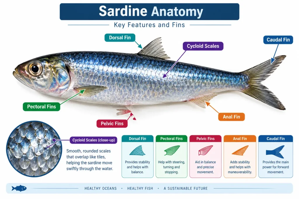 Do Sardines Have Fins and Scales? (Full Guide) 1 Sardine Fins and Scales Anatomy
