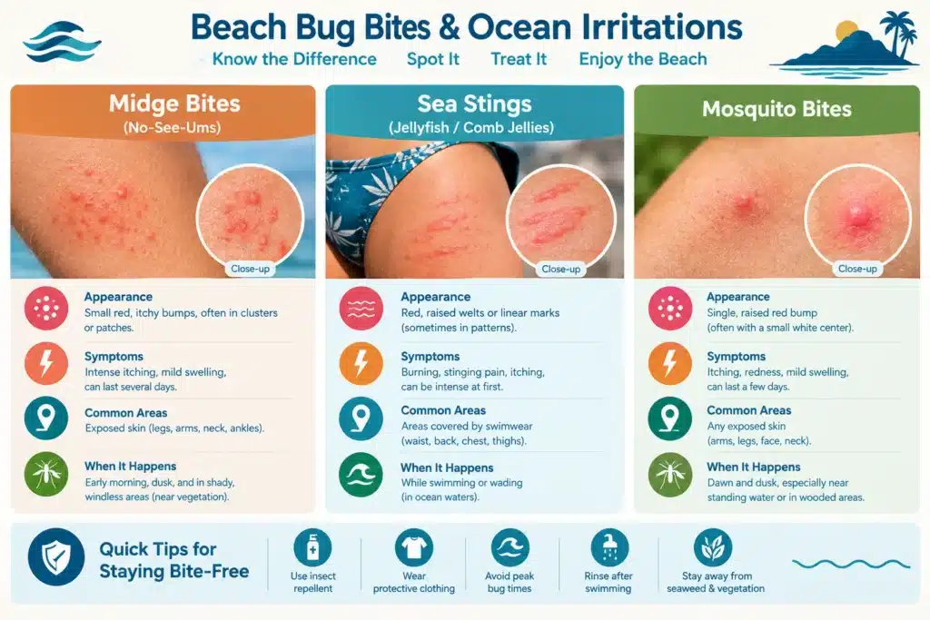 Are There Sand Fleas in Hawaii? Risks, and How to Stay Safe 5 Visual identification guide for beach bug bites and ocean skin irritations