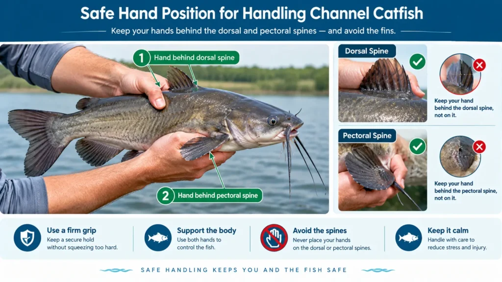 Does Catfish Have Scales? The Surprising Answer 3 Safe hand position for handling channel catfish without taking a sting