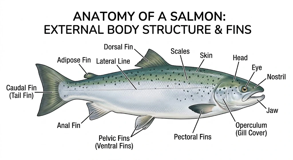 does salmon have fins and scales