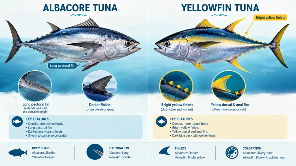 Albacore vs Yellowfin Tuna - 7 Key Differences Explained 1 the Difference Between Albacore and Yellowfin Tuna